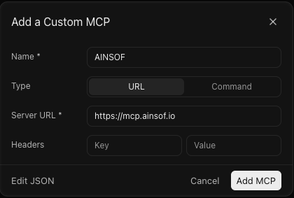 Adding AINSOF from cursor.com